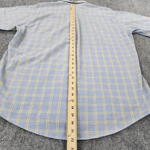 Vintage Brooks Brothers Shirt Mens Large Blue Yellow Plaid Woven Button Down USA - Picture 6 of 12